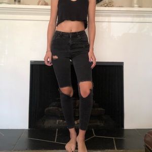 Topshop Moto ripped high waisted skinny jeans